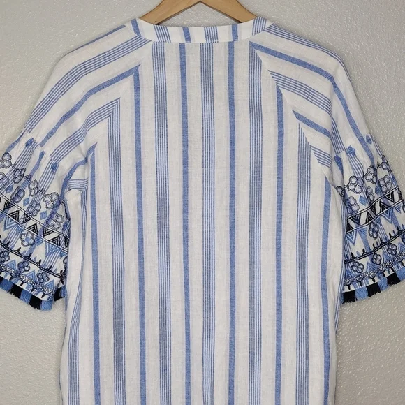 Neiman Marcus Women's Linen Cotton Blend Striped Tunic Dress Size Small - Picture 6 of 16